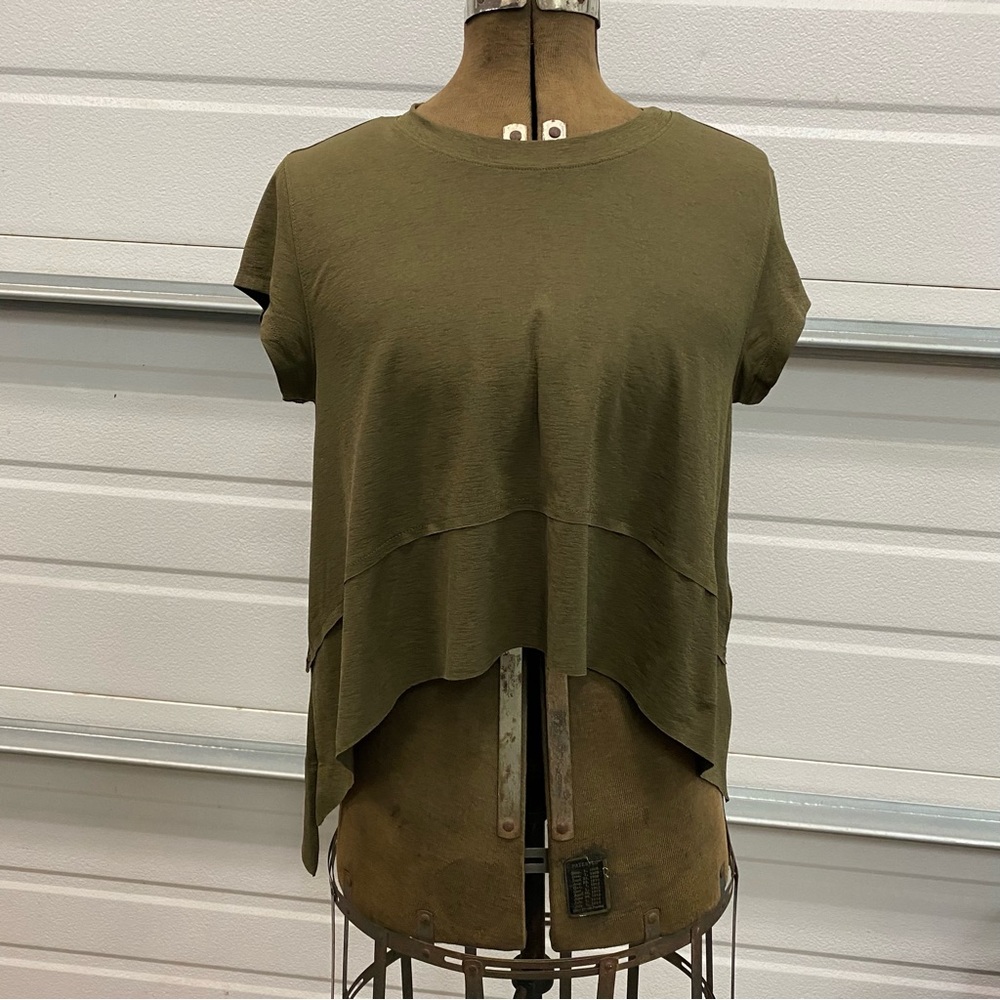 Free People Movement Breezy Tempo Short Sleeve Crop Top Shirt Small Green